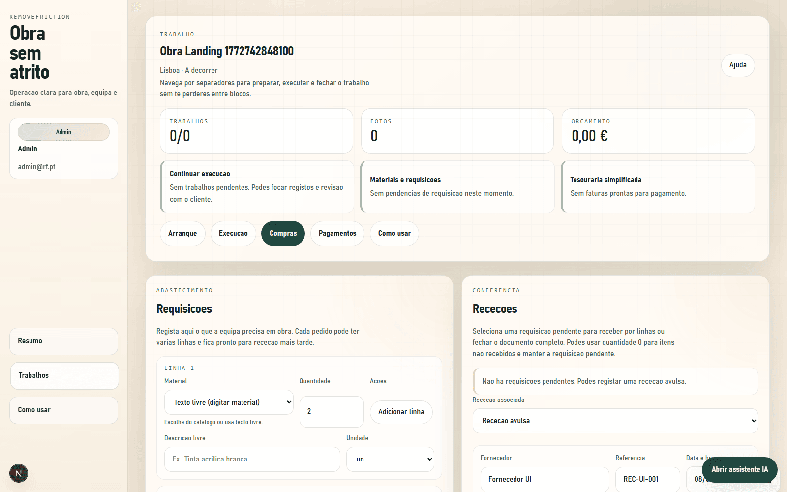 Requisicoes e rececoes sem perder a linha do custo preview